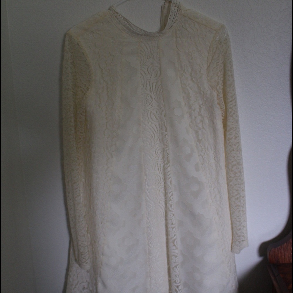 Anthropologie cream lace dress